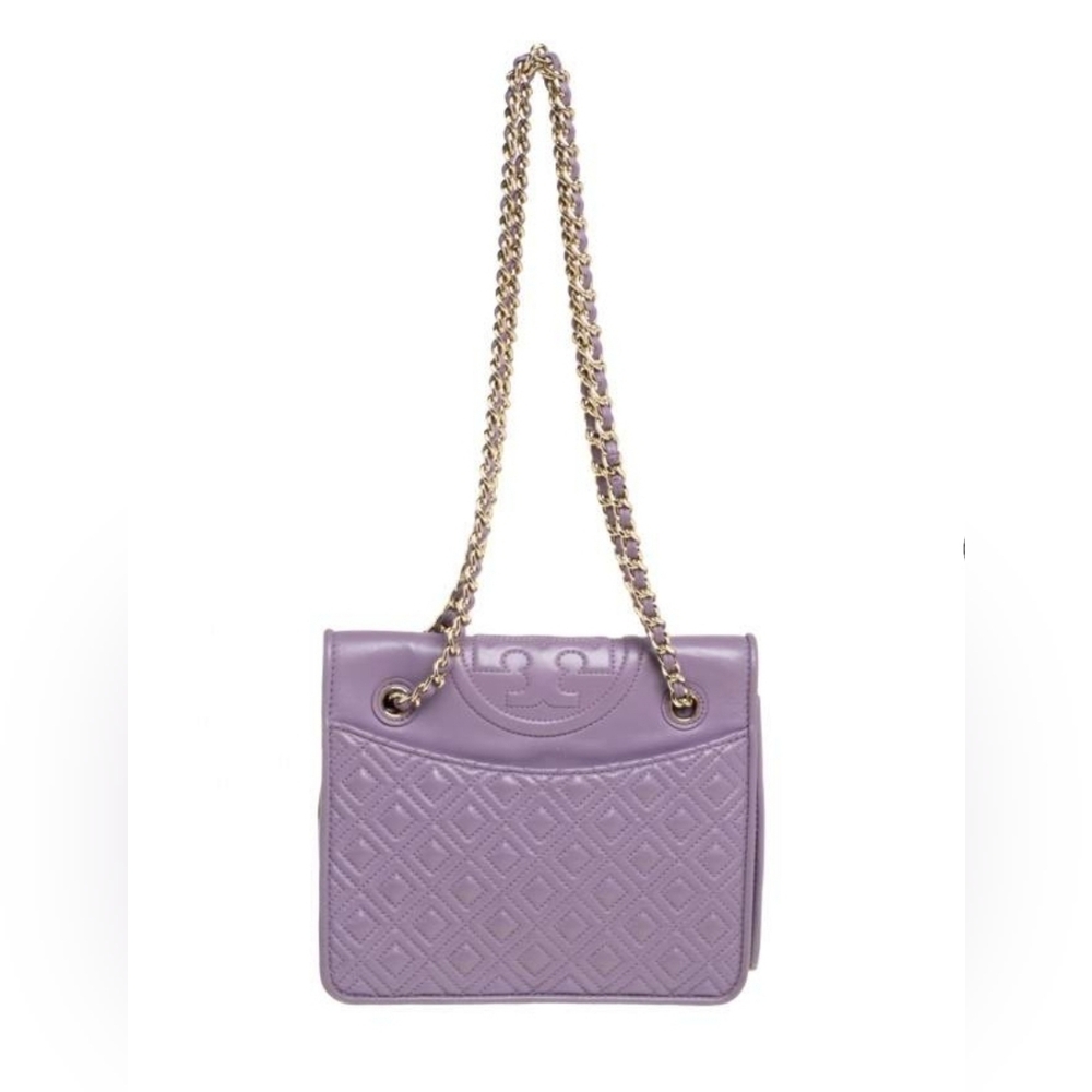 RARE Tory Burch Lilac Quilted Leather Medium Fleming Shoulder/Crossbody Bag💜💜